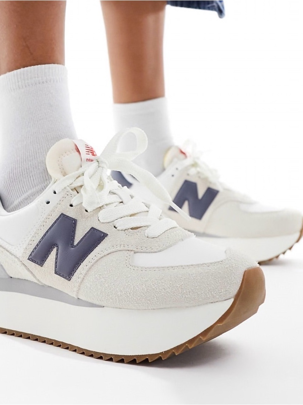 New Balance 550+ Women’s White & Navy Platform Retro Sneakers